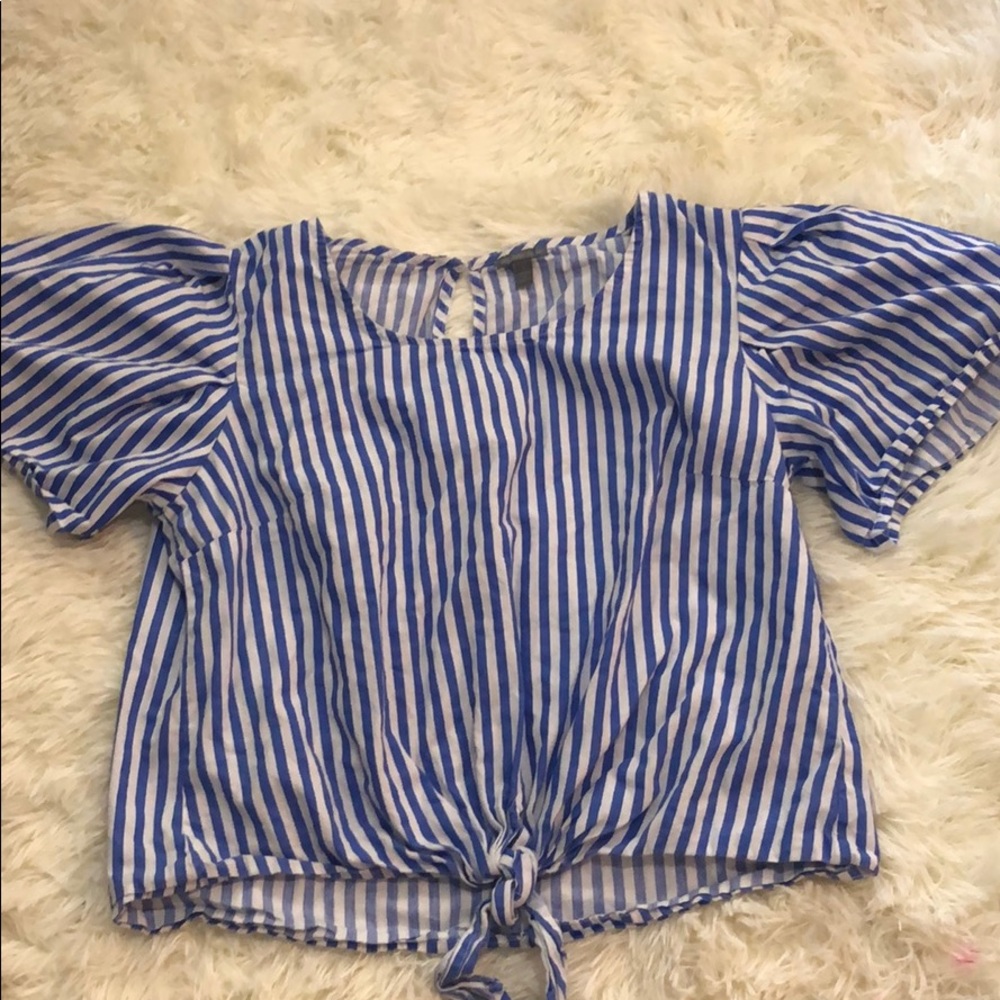 Striped Tie Up Blouse